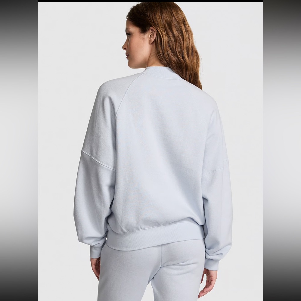 PINK Victoria's Secret Women’s IVY Blue FLEECE MOCK-NECK SWEATSHIRT - Picture 3 of 12